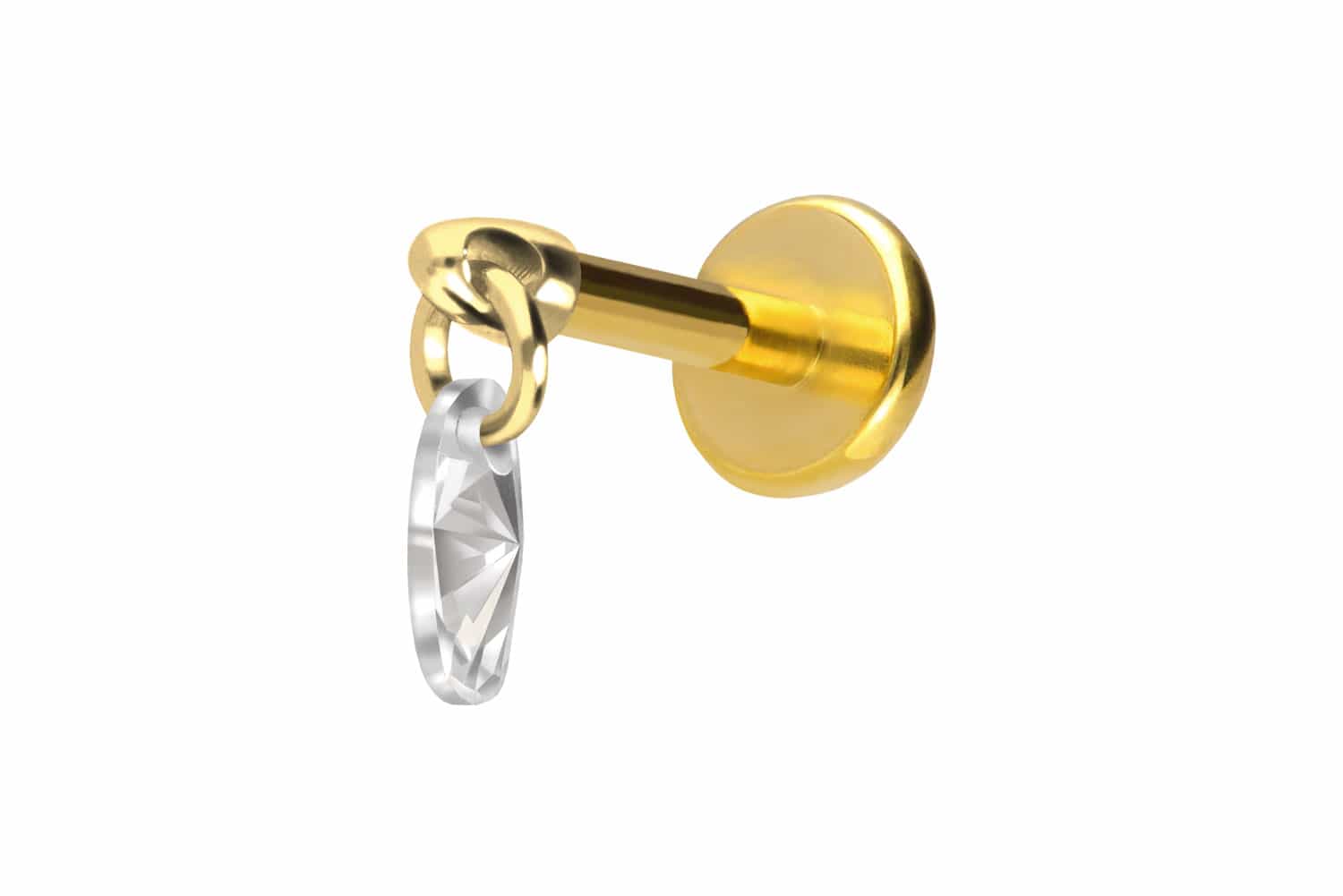 Titan Labret Piercing mit Push Fit KRISTALLOVAL